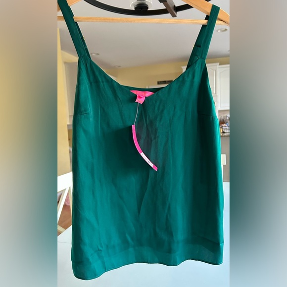 Lilly pulitzer Nadia satin cami / blouse top  in EVERGREEN green size 6 NWT - Picture 14 of 14